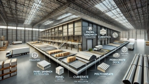 DALL·E 2025-03-03 09.49.48 – An industrial warehouse with a well-constructed, durable, and low-maintenance roofing system. The image highlights different roofing options, includin