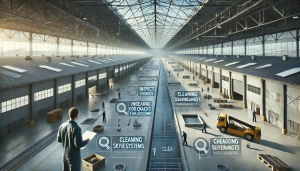 DALL·E 2025-03-03 12.56.07 – An industrial warehouse with workers performing preventive maintenance on the roof. The image highlights key tasks such as inspecting for cracks, clea