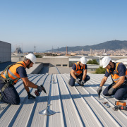 reparación de cubiertas industriales Barcelona - técnicos especializados trabajando en nave