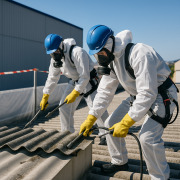 retirada de amianto Barcelona - técnicos certificados con equipos protección desamiantado